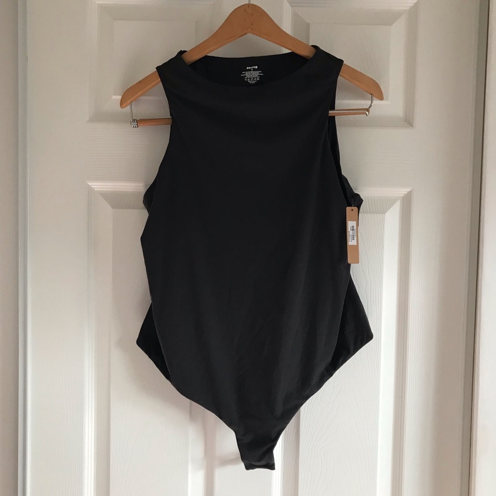 SKIMS Classic Black High Neck Fits Everybody Thong Bodysuit Onyx 4X BS-BST-0232